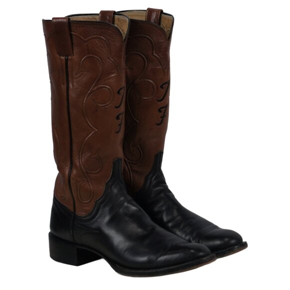James Leddy Vintage Cowboy Boots Custom Handmade Monogram Inlay Womens 6.5 or 7 - Picture 4 of 13